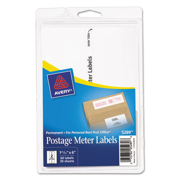 Avery® Postage Meter Labels For Personal Post Office, 1.78 X 6, White, 2-sheet, 30 Sheets-pack, (5289) freeshipping - TVN Wholesale